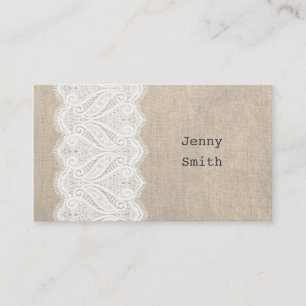 Womens Vintage Lace & Burlap Business Cards