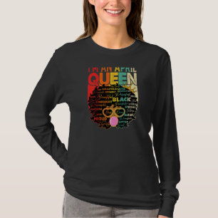 Womens Vintage Melanin Afro April Queen Black Hist T-Shirt