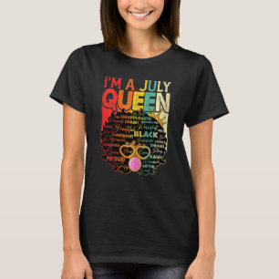Womens Vintage Melanin Afro July Queen Black Histo T-Shirt