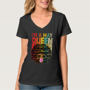 Womens Vintage Melanin Afro May Queen Black Histo T-Shirt