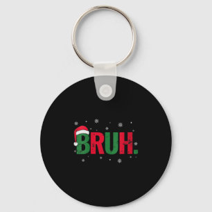 Womens Vintage Merry Christmas Bruh Snowflakes Xma Key Ring
