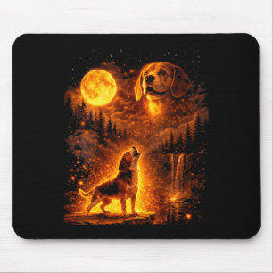 Women's vintage moonlight dog funny beagle howling mouse pad