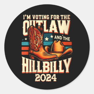 Womens Vintage Outlaw Hillbilly 2024 Us Election D Classic Round Sticker