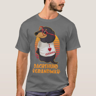 Womens Vintage Retro Dachshund Grandma Wiener Dog  T-Shirt