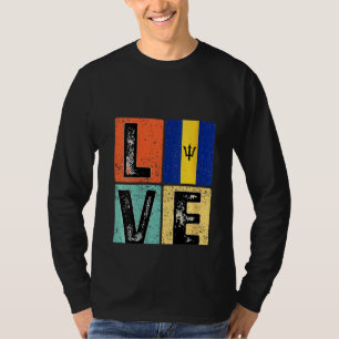 Womens Vintage Retro I Love Barbados Flag For Barb T-Shirt