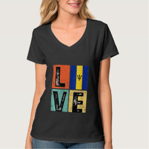 Womens Vintage Retro I Love Barbados Flag For Barb T-Shirt