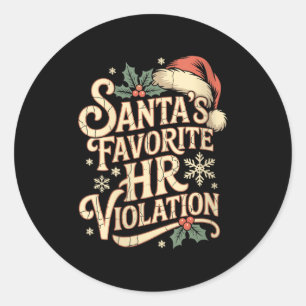 Womens Vintage Sarcastic Retro Hr Violation Christ Classic Round Sticker