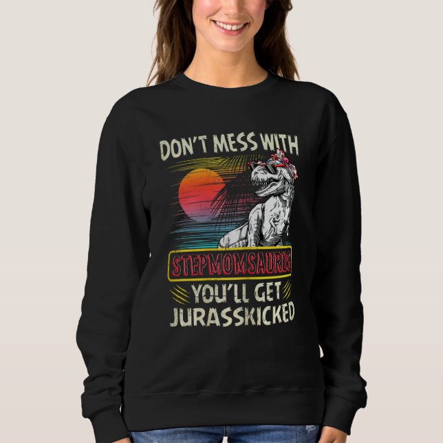 Womens Vintage Stepmomsaurus Retro Dinosaurs  Moth Sweatshirt (Front)