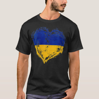 Womens Vintage Ukraine Heart Shape Flag Stylish De T-Shirt