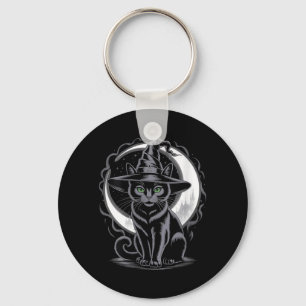 Womens Vintage Y Halloween Black Cat Costume Witch Key Ring