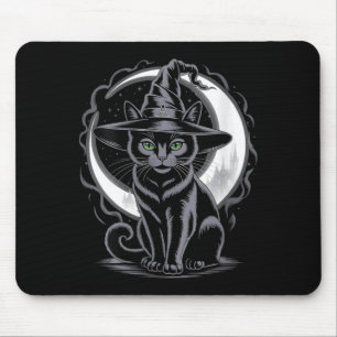 Womens Vintage Y Halloween Black Cat Costume Witch Mouse Pad
