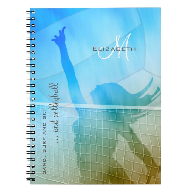 women's volleyball at the beach spiral notebook (Front)