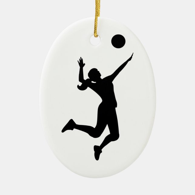 women's volleyball figure ceramic tree decoration (Front)