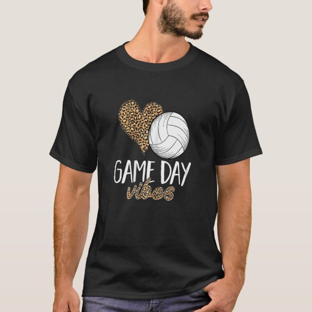 Womens Volleyball Game Day Vibes  Leopard Cheetah  T-Shirt (Front)