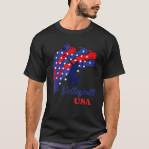 Womens Volleyball USA Support Team Flag America 4t T-Shirt
