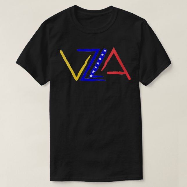 Womens VZLA Logo 7 stars  Venezuela VNeck  T-Shirt (Design Front)
