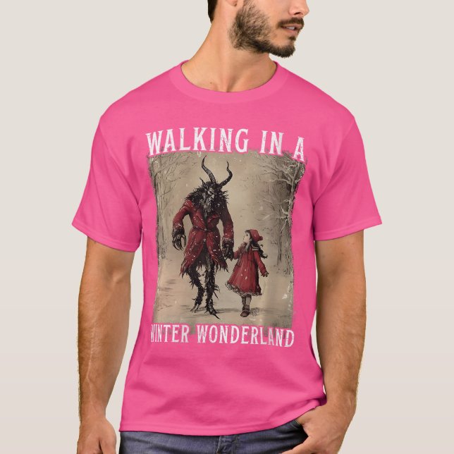 Womens Walking in A Winter Wonderland Krampus Cree T-Shirt (Front)