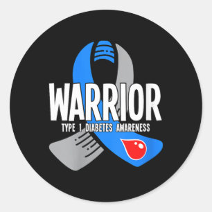 Womens Warrior Type 1 Diabetes Awareness Classic Round Sticker