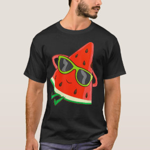 Womens Watermelon Summer Melon With Sunglasses Fun T-Shirt