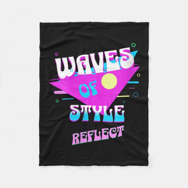Womens Waves Of Style Reflect Retro Aesthetic Mood Fleece Blanket (Front)