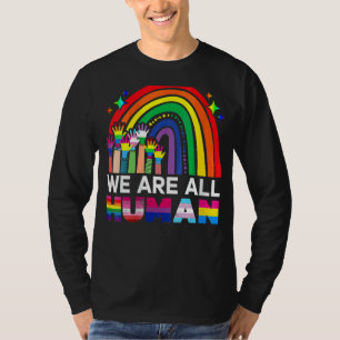 Womens We Are All Human Pride Ally Lgbt Flag Gay P T-Shirt