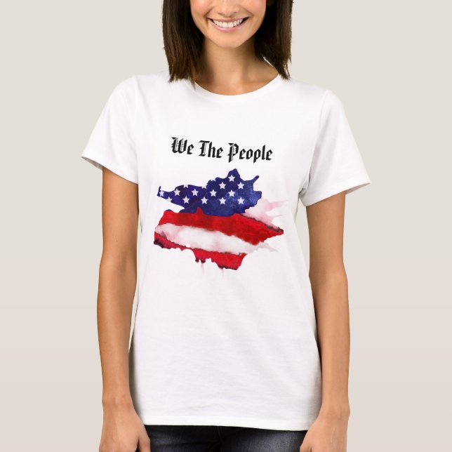 *~* Women's We The People American Flag Watercolor T-Shirt (Front)