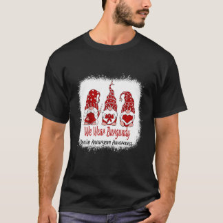 Womens We Wear Burgundy Brain Aneurysm Awareness T-Shirt