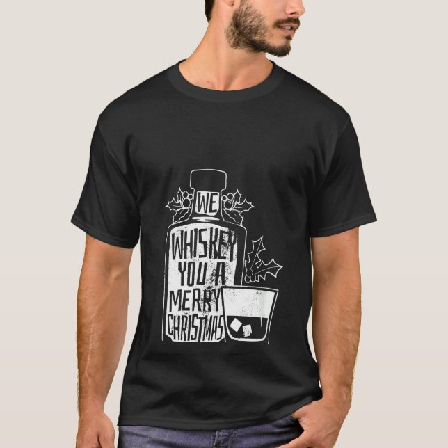 Womens We Whiskey You A Merry Christmas V-Neck T-Shirt (Front)