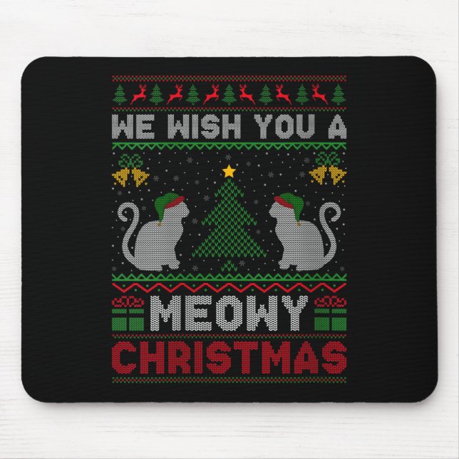 Womens We Wish You A Meowy Catmas Ugly Christmas S Mouse Pad (Front)