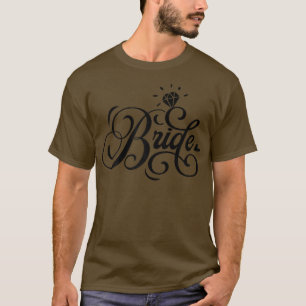 Womens Wedding Bride and Cute Newlyweds Just Marri T-Shirt