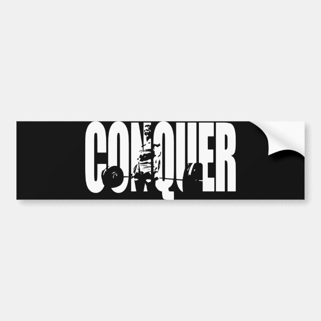 Women's Weightlifting Motivation - CONQUER Bumper Sticker (Front)