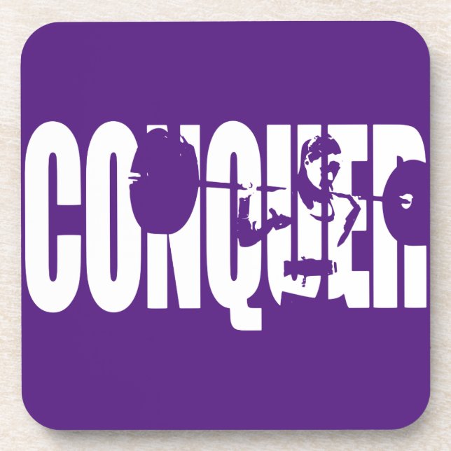 Women's Weightlifting Motivation - CONQUER Coaster (Front)