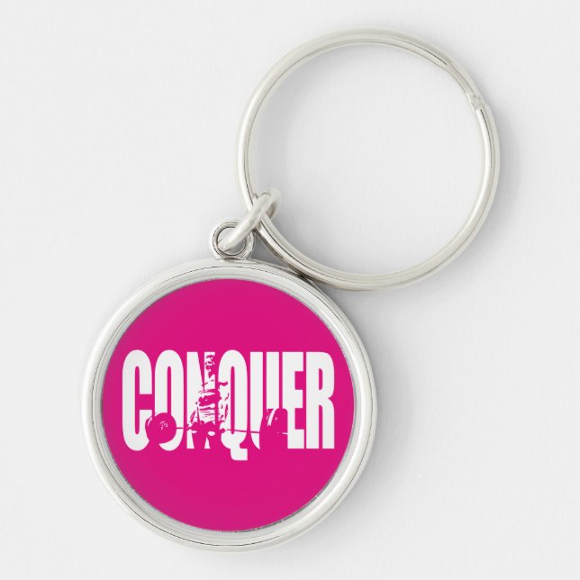 Women's Weightlifting Motivation - CONQUER Key Ring (Front)