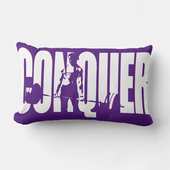 Women's Weightlifting Motivation - CONQUER Lumbar Cushion (Front)