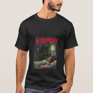 Womens Werepurr Werewolf Cat Vintage Horror Movie T-Shirt
