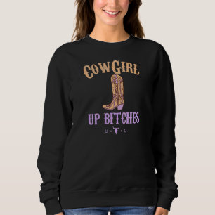 Womens Western Cowgirl Yeehaw Hippie Boho Cow Bull Sweatshirt