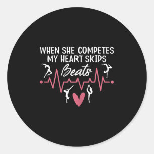 Womens When She Competes My Heart Skips Beats Prou Classic Round Sticker