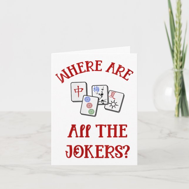Womens Where Are All The Jokers Funny Mahjong V-ne Card (Front)