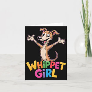 Womens whippet girl cartoon small sighthound pet card
