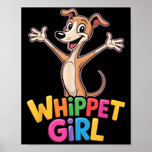 Womens whippet girl cartoon small sighthound pet poster