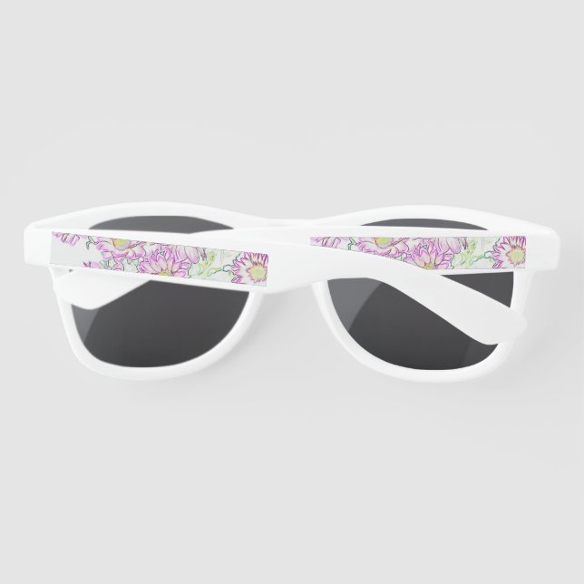 Women's White And Purple Floral Sunglasses (Back)