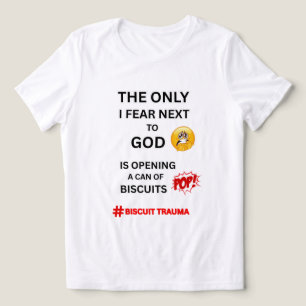 WOMEN'S WHITE FOODIE HUMOR GRAPHIC I FEAR BISCUITS Tri-Blend SHIRT