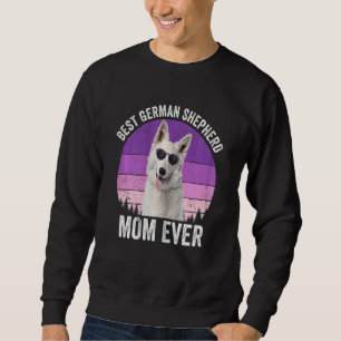 Womens White German Shepherd Mum Vintage Dog Owne Sweatshirt