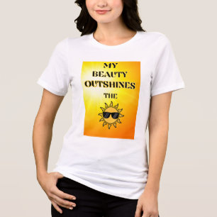 WOMEN'S WHITE MOTIVATIONAL GRAPHIC OUTSHINE SUN Tri-Blend SHIRT