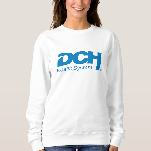 Women's - White - Sweater - Big DCH Blue Logo (Front)