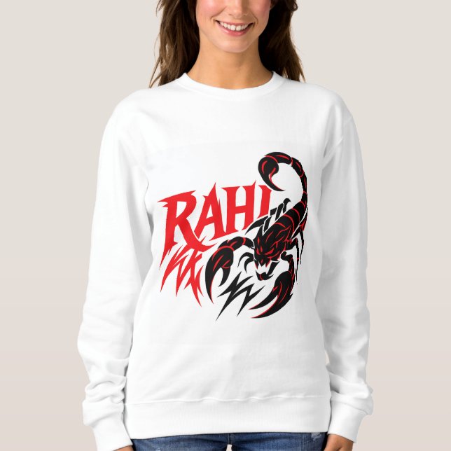 Women's White Sweatshirt with Aggressive Scorpion  (Front)