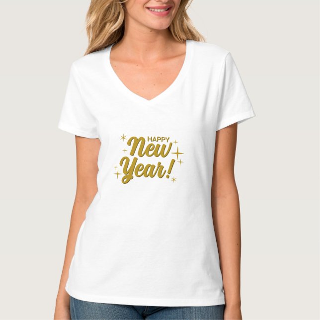 Women's white t-shirt - Happy New Year with an ele (Front)