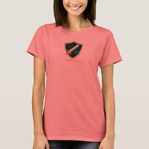 Women's white t-shirt with collar/arm trim