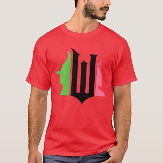 Womens Wicked Pink Green Front Back VNeck girl T-Shirt (Front)