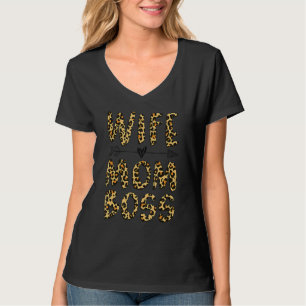 Womens Wife Mum Boss Leopard Print  Mother's Day 1 T-Shirt